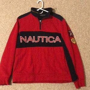 Nautica red blue quarter zip